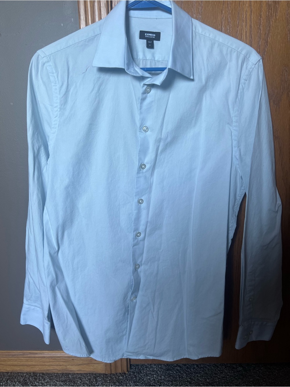 Express Men's Light Blue Button-Up Dress Shirt
